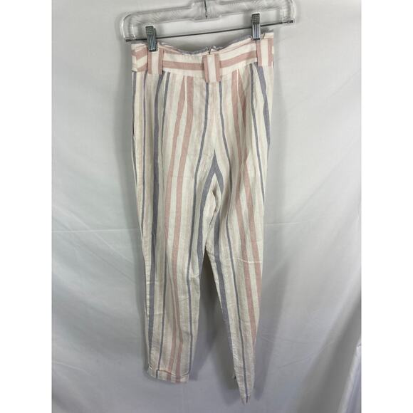Express High Rise Ankle Stripe Linen Blend Pant Size 00 - Picture 5 of 6